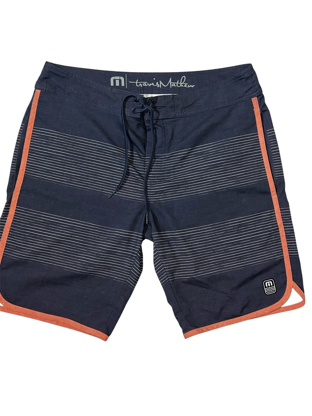 Travis Mathew Board Shorts Unlined Striped Draw String Swim Men's 34